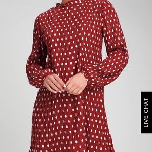 Red polka dot shift dress